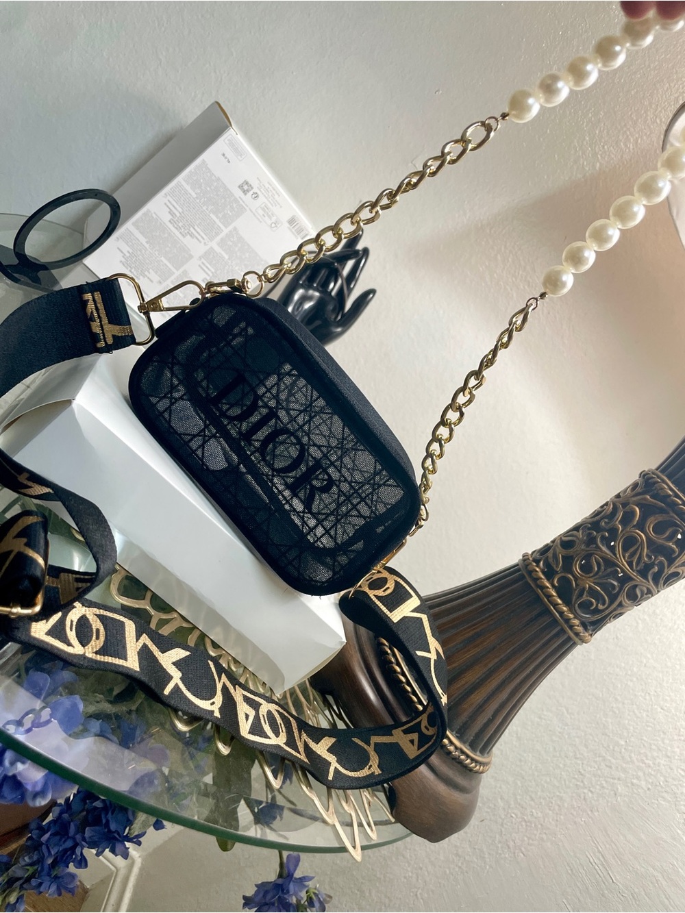 Dior Black Crossbody Bag with Pearl & Gold Chain - Picture 15 of 15
